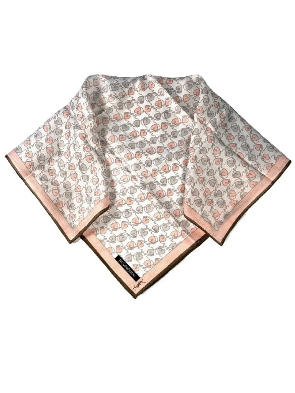 Vintage NWT Yves Saint Laurent Hearts Logo Cotton Scarf